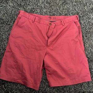 Washed red izod shorts